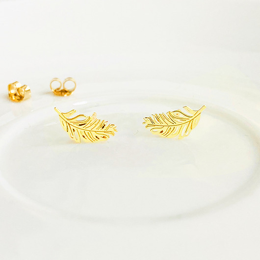 kolczyki srebrne Złote kolczyki z piórkami , srebro 925