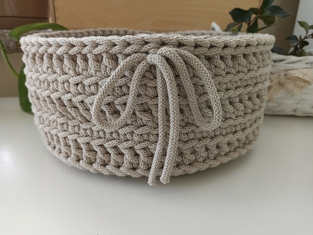 kosze do przechowywania Koszyk na szydełku ze sznurka bawełnianego
