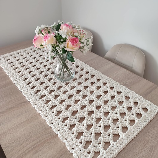 obrusy i serwetki Bieżnik prostokątny ze sznurka szydełkowy 45cmx100cm