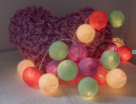 Lampki Cotton Balls Light Seledyn qule