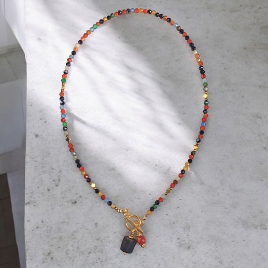 chokery Agat jesienny : naszyjnik z karneolem i turmalinem