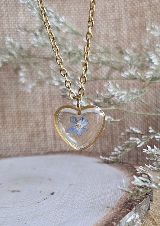 wisiory Zawieszka z prawdziwym kwiatem wisiorek niezapominajka