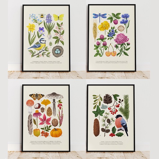 plakaty Plakat ZESTAW "Cztery pory roku" 30x40cm