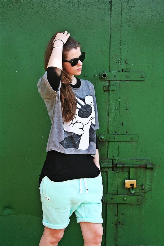 Button short pants krótkie miętowe Button