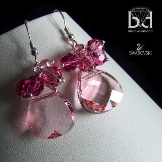 Różane Gronka kryształ Swarovski Black Diamond