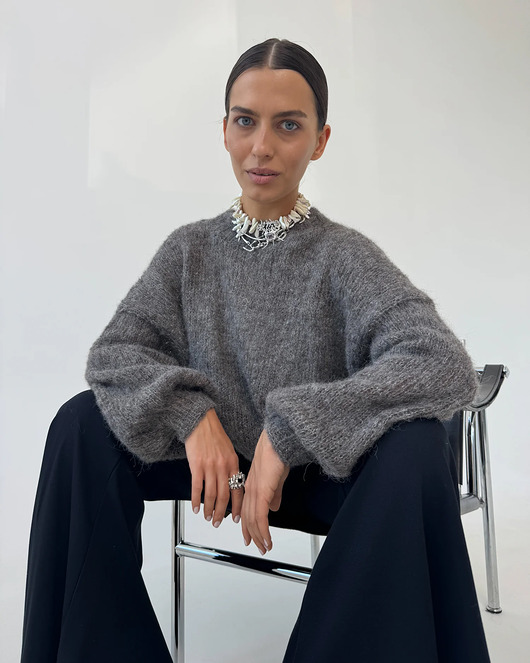 swetry damskie  Jedwabny sweter Crafted cacao graphite