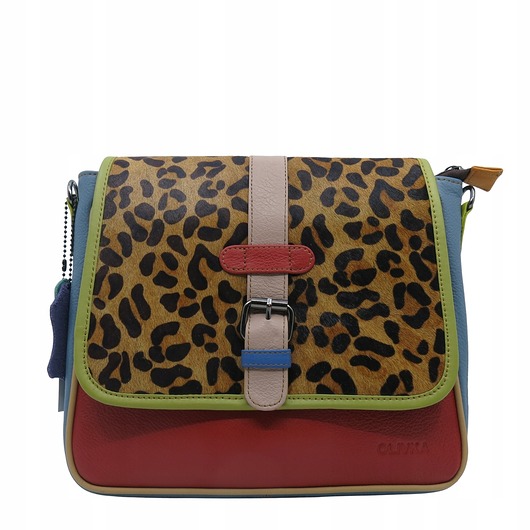 torby na ramię Torebka damska klasyczna na ramię skórzana pojemna klapka wzór OLIVKA