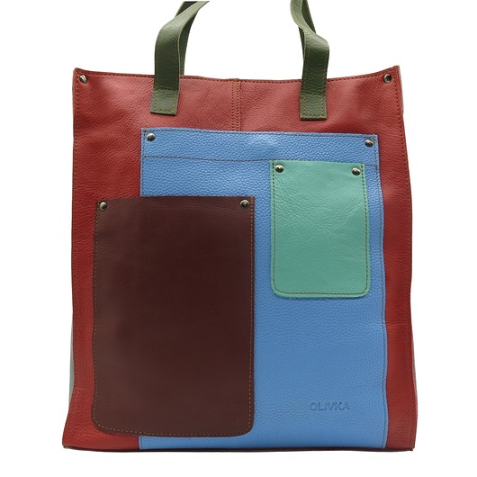 torby na ramię Torebka damska na ramię, shopper, duża, pojemna, mieści A4 skórzana OLIVKA