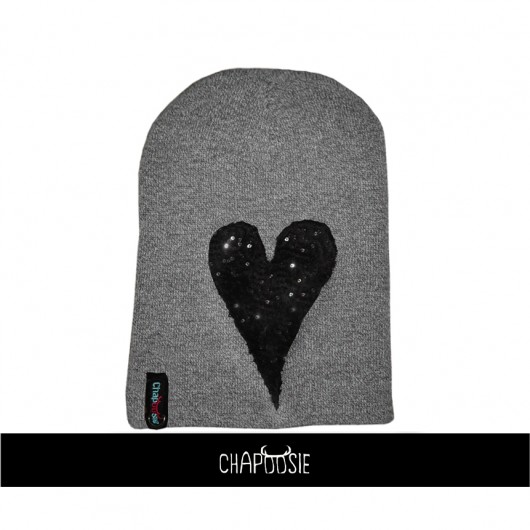 Czapka CHAPOOSIE Grey Pedigree Black Heart  CHAPOOSIE1old