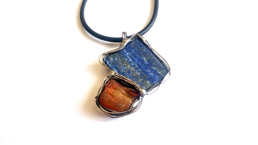 wisiory Bursztyn i lapis lazuli - wisiorek
