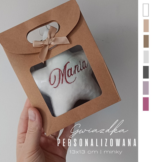 przytulanki dla niemowląt i dzieci Gwiazdka - ozdoba  pamiątka chrztu , narodzin  haft