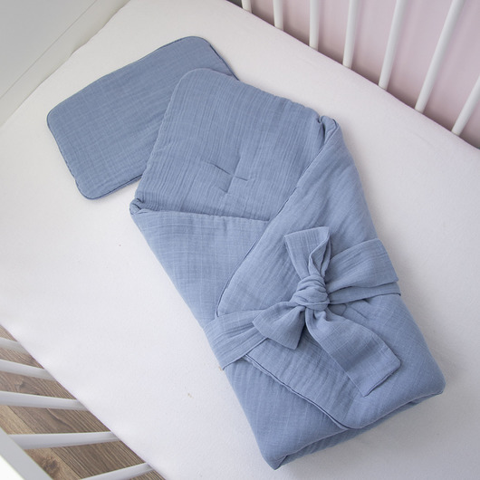 Rożek muślinowy 70x70 cm z wypustką jeans bambilandia