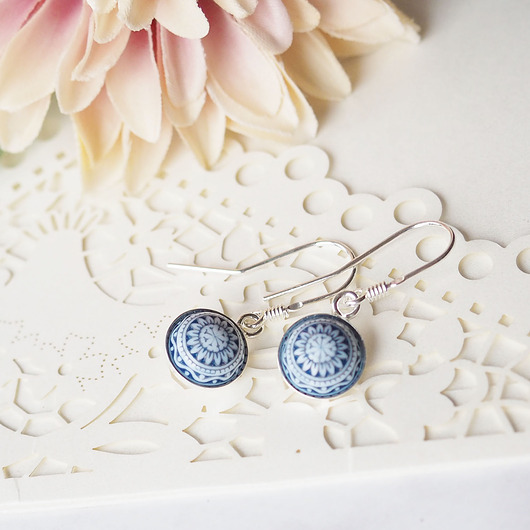 biżuteria dla dzieci DELIKATNE KOLCZYKI z mozaiką  - Blue Mosaic