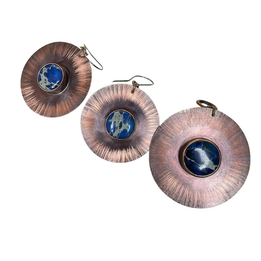 komplet biżuterii Miedziany komplet z jaspisem cesarskim