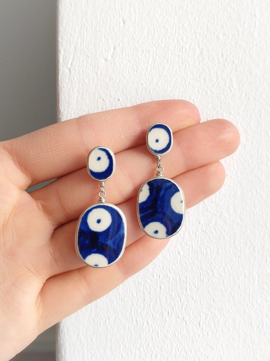 kolczyki ceramiczne Kolczyki ceramiczne Bolesławiec podwójne