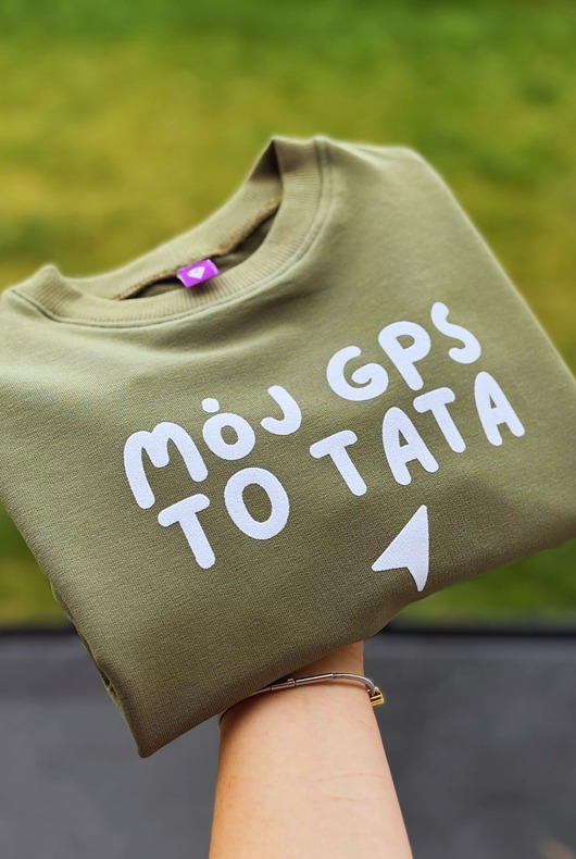 bluzy dla chłopców Bluza dziecięca MÓJ GPS TO TATA - zielona