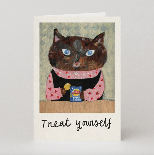 kartki okolicznościowe - wydruki Kartka Treat yourself Cat