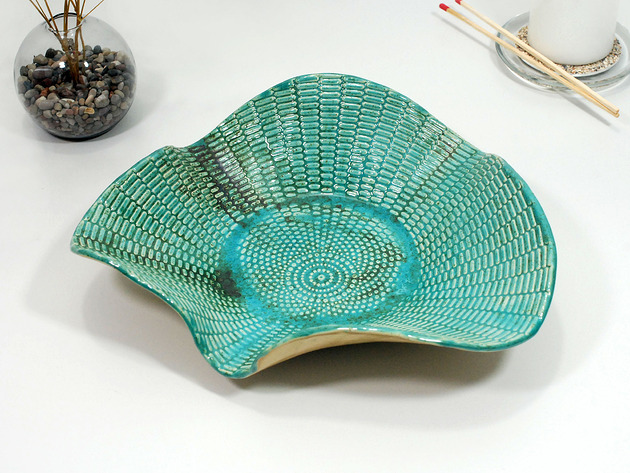 miski i misy Duża misa dekoracyjna - turkusowa muszla