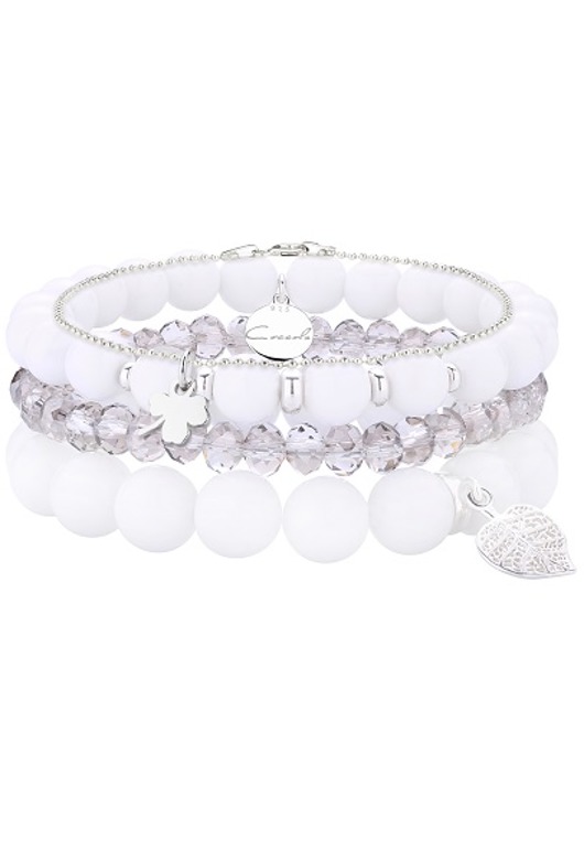 BRANSOLETKA: jadeit+kryształ+srebro ML16 Coccola JEWELLERY