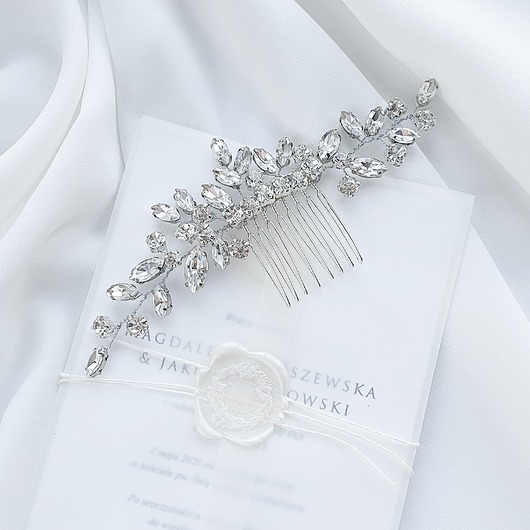 Ślubne ozdoby do włosów Kryształowy grzebień ślubny - silver sparkle