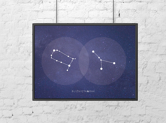 DWA ZNAKI ZODIAKU - para - B2  plakat  PLAKATY GEOMETRYCZNE