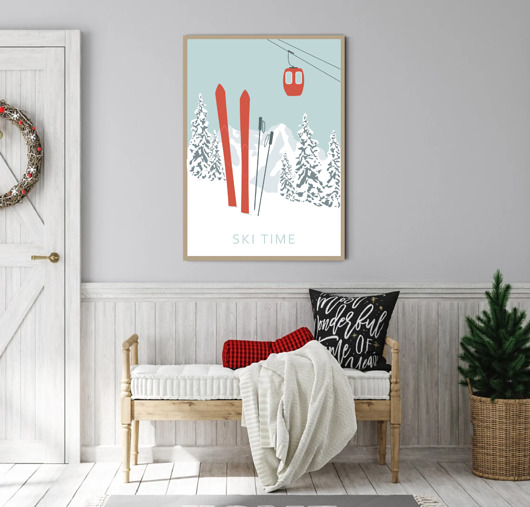 plakaty PLAKAT GÓRY narty SKI zimowy grafika
