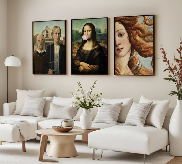 plakaty Zestaw 3 plakatów Sztuka Mona Lisa Da Vinci