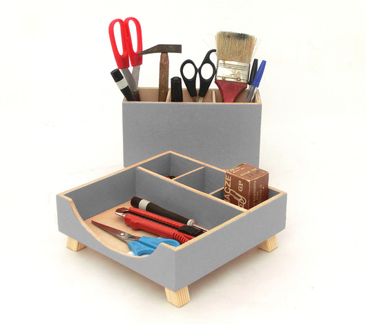  Organizer - zestaw na biurko - Szary Clock Wood Studio