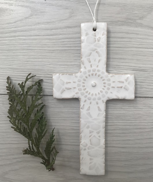 dodatki - różne Krzyżyk ceramiczny w bieli
