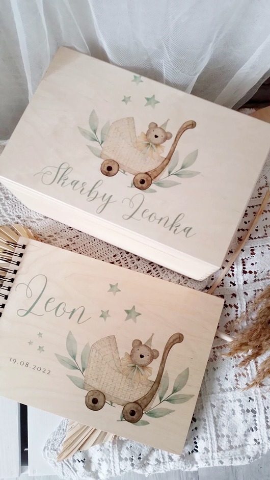 akcesoria dziecięce - różne Miś w wózku boho, personalizowany prezent dla dziecka chrzest roczek