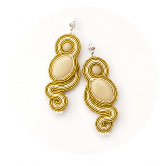 Kolczyki soutache żmijki musztardowe  maanuela