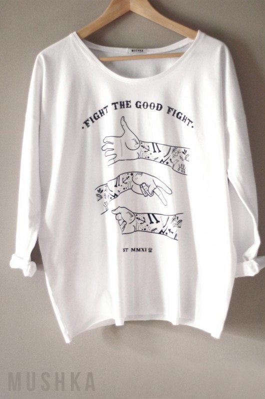 fight the...oversize longsleeve S/M MUSHKA