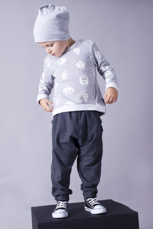 Bluza monstery szara z napami mamatu
