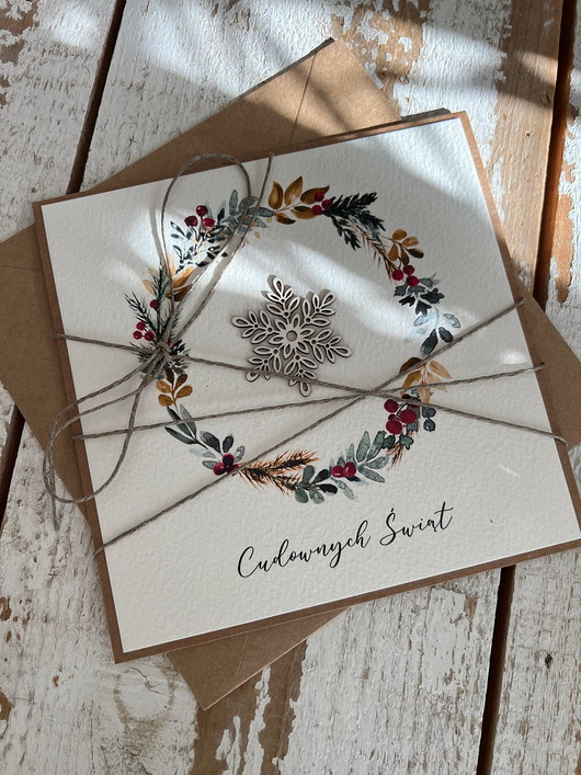 kartki świąteczne Wyjątkowa ręcznie robiona kartka świąteczna na Boże Narodzenie