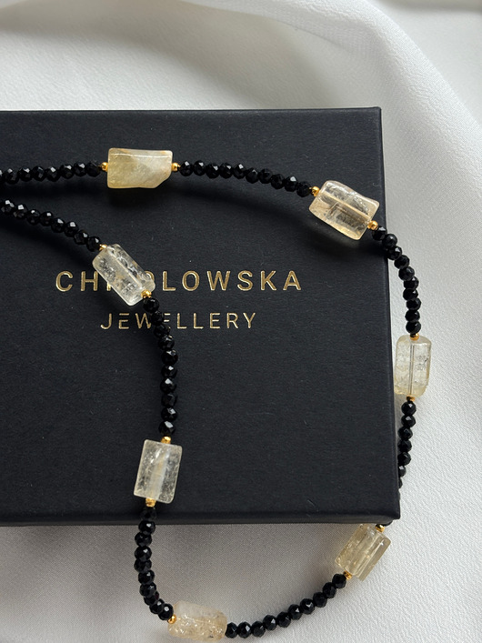 złote naszyjniki Naszyjnik Cytryn i Turmalin fasetowany
