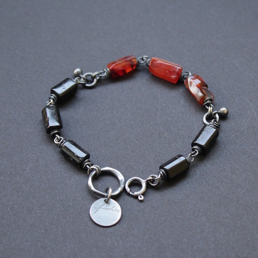 bransoletki z kamieni naturalnych Bransoletka Ognisty Karneol z Turmlinem