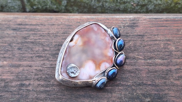 broszki Agat i perły - broszka