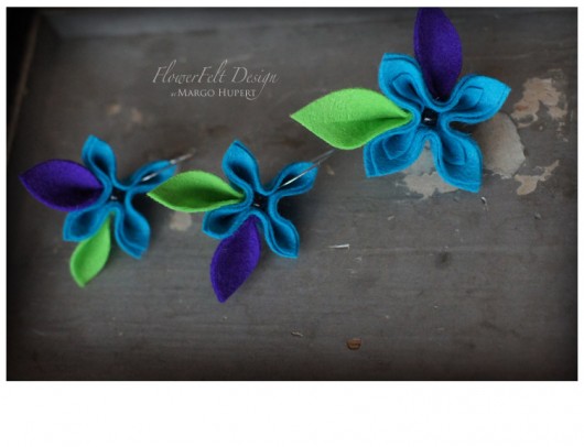 turkus fiolet zieleń FlowerFelt Design