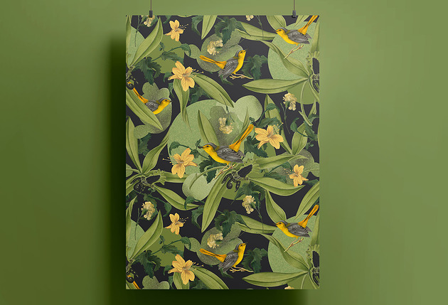 grafiki i ilustracje Plakat - kolaż - Ptaki 30x40