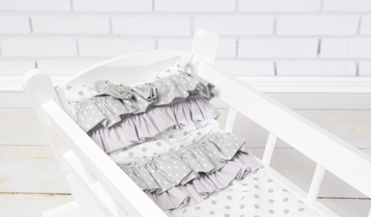 Drewniana Kołyska dla lalek Pościel EKO LalaShop
