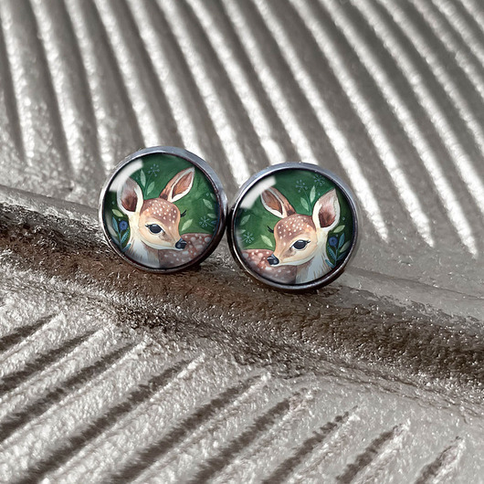 kolczyki szklane Baby Deer kolczyki wkrętki dla niej