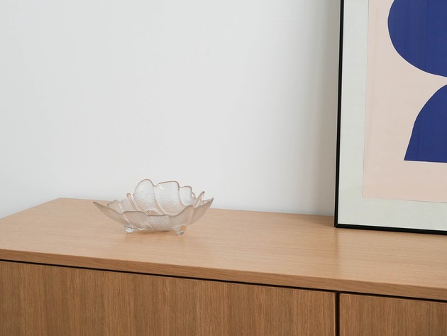 miski i misy Misa szklana liść, duński design, lata 70, produkcja: Dania