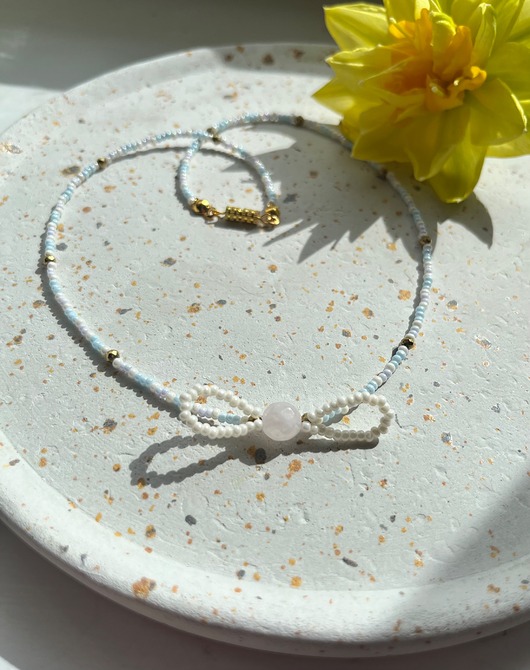 chokery Choker z jadeitem kokardka