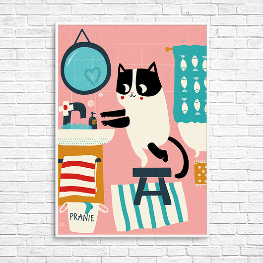 plakaty Plakat Kot w łazience