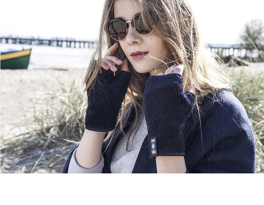 rękawiczki damskie Navy blue alpaca / gloves