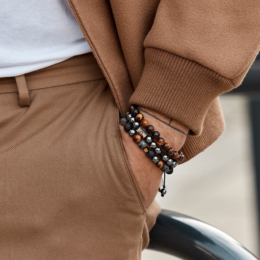 biżuteria męska Set 3 męskich bransoletek - dobra energia