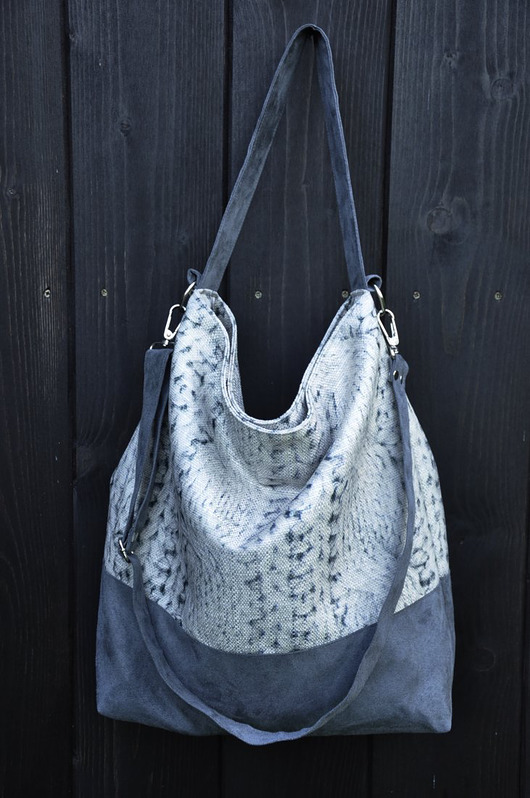 torby na ramię Duża torba worek - sweterkowa, print