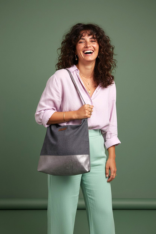 torby na ramię Torebka Boho Bag z szarego weluru unikatowa torebka handmade na ramię