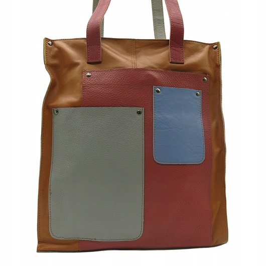 torby na ramię Torebka damska na ramię, shopper, duża, pojemna, mieści A4 skórzana OLIVKA