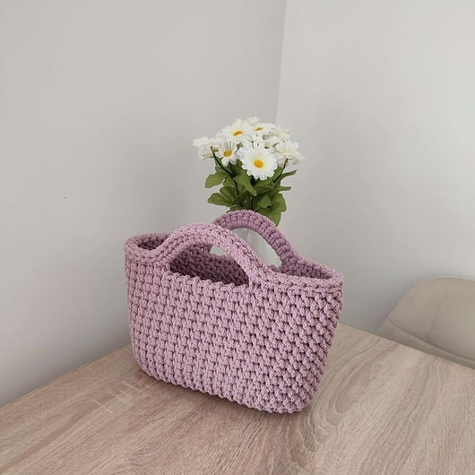 torebki do ręki Koszyk - torba szydełkowa do ręki ze sznurka 25cmx20cm